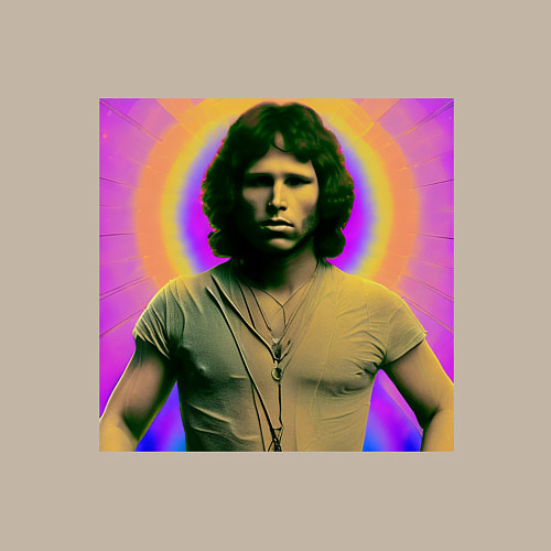 Мужской свитшот Jim Morrison Galo Glitch Art / Миндальный – фото 3