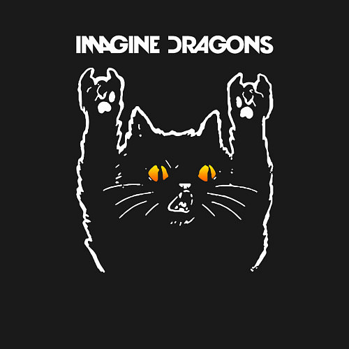 Мужской свитшот Imagine Dragons rock cat / Черный – фото 3