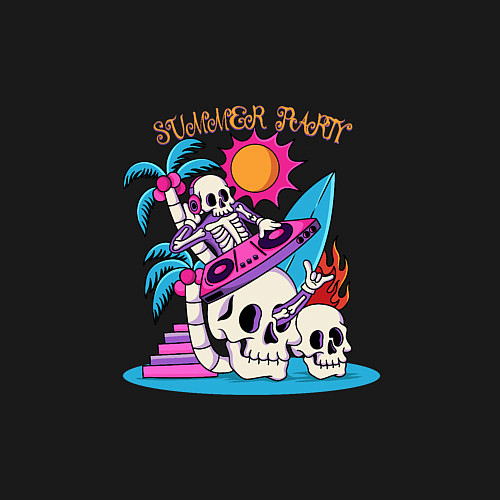 Мужской свитшот Skeleton summer party / Черный – фото 3