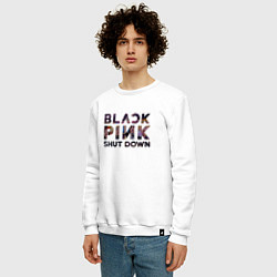 Свитшот хлопковый мужской Blackpink logo Jisoo Lisa Rose Jennie, цвет: белый — фото 2