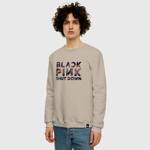 Мужской свитшот Blackpink logo Jisoo Lisa Rose Jennie / Миндальный – фото 3