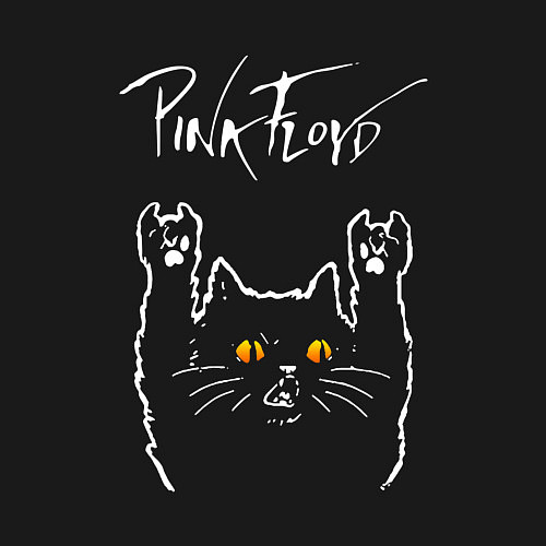 Мужской свитшот Pink Floyd rock cat / Черный – фото 3