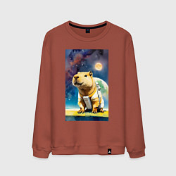Мужской свитшот Capybara brave astronaut - neural network