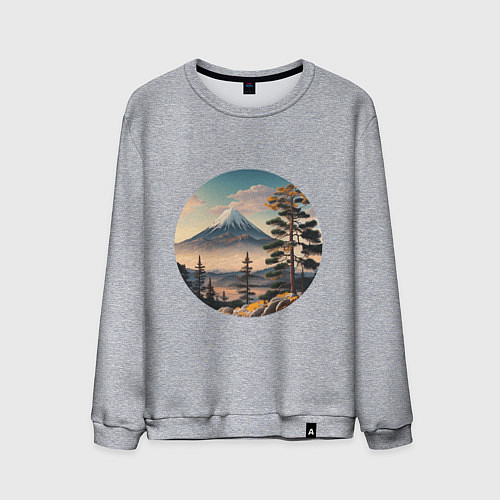 Мужской свитшот Природа Японии и Дальнего Востока / Меланж – фото 1