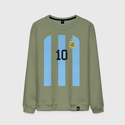 Свитшот хлопковый мужской Месси сборная Аргентины ЧМ 2022, цвет: авокадо