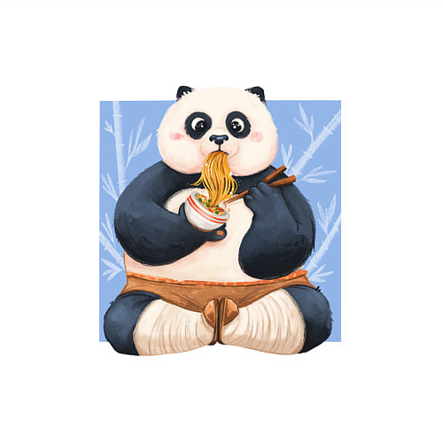Мужской свитшот Kung Fu Panda ест рамен / Белый – фото 3