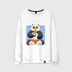 Свитшот хлопковый мужской Kung Fu Panda ест рамен, цвет: белый