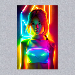 Свитшот хлопковый мужской Japanese girl - neon glow - neural network, цвет: меланж — фото 2