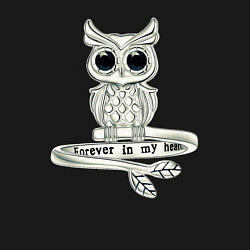 Свитшот хлопковый мужской Серебряная сова на кольце, цвет: черный — фото 2