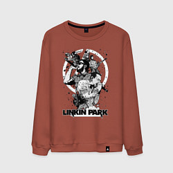 Свитшот хлопковый мужской Linkin Park all, цвет: кирпичный