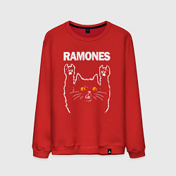 Свитшот хлопковый мужской Ramones rock cat, цвет: красный