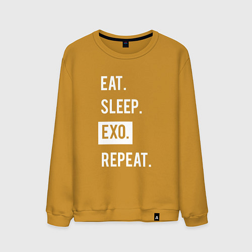 Мужской свитшот Eat Sleep EXO Repeat / Горчичный – фото 1