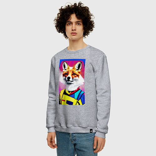 Мужской свитшот Fox - pop art - fashionista / Меланж – фото 3