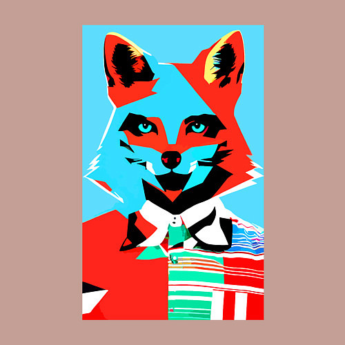 Мужской свитшот Морда лисы - поп-арт - нейросеть / Пыльно-розовый – фото 3