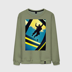 Свитшот хлопковый мужской Два парашютиста, цвет: авокадо