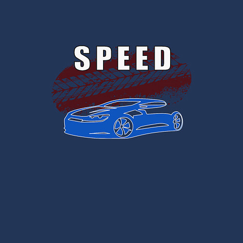 Мужской свитшот Машина с надписью Скорость / Тёмно-синий – фото 3