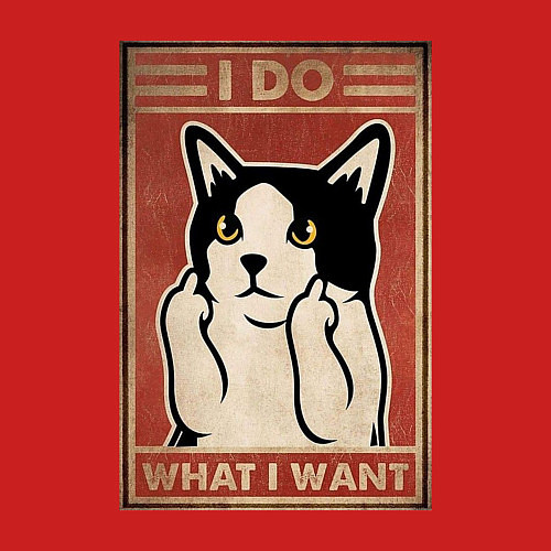 Мужской свитшот I do what I want кот и фак / Красный – фото 3