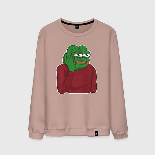 Мужской свитшот Лягушонок Пепе вымотался / Пыльно-розовый – фото 1