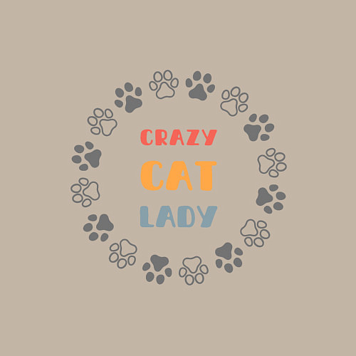 Мужской свитшот Смешная надпись crazy cat lady / Миндальный – фото 3