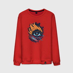 Свитшот хлопковый мужской Fire eye, цвет: красный