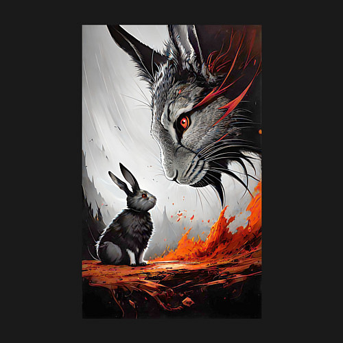 Мужской свитшот Rabbit vs devil - neural network / Черный – фото 3