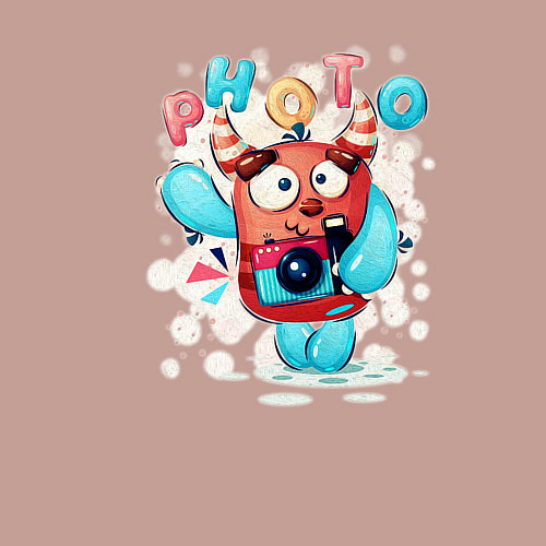 Мужской свитшот Милый монстр фотограф / Пыльно-розовый – фото 3