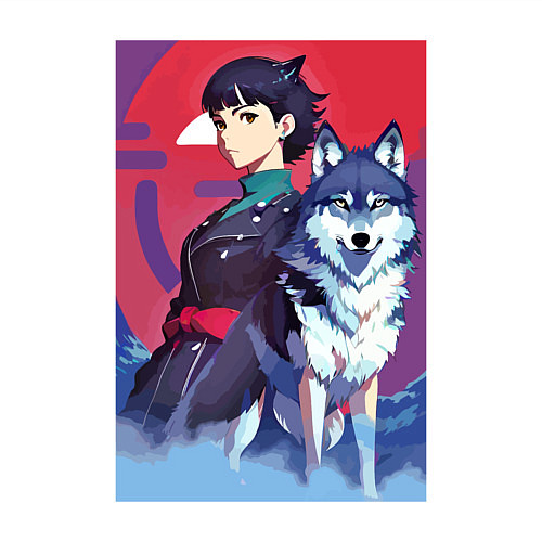 Мужской свитшот Девочка со своим другом волком - аниме / Белый – фото 3