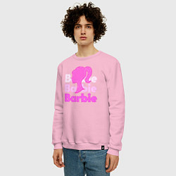 Свитшот хлопковый мужской Логотип Барби объемный, цвет: светло-розовый — фото 2