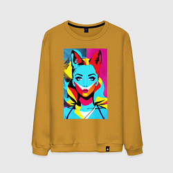 Мужской свитшот Fox girl - pop art - neural network