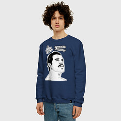 Свитшот хлопковый мужской Freddie Mercury head, цвет: тёмно-синий — фото 2