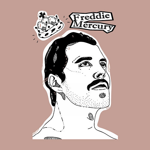 Мужской свитшот Freddie Mercury head / Пыльно-розовый – фото 3