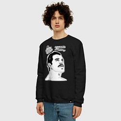 Свитшот хлопковый мужской Freddie Mercury head, цвет: черный — фото 2