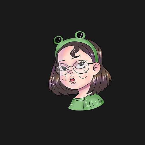 Мужской свитшот Девочка лягушка / Черный – фото 3