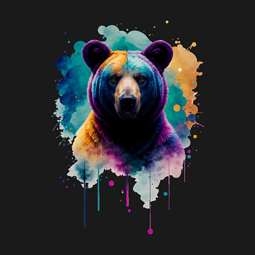 Мужской свитшот Медведь портрет / Черный – фото 3