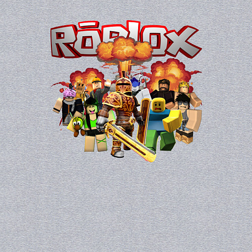 Мужской свитшот Роблокс на фоне взрыва roblox / Меланж – фото 3