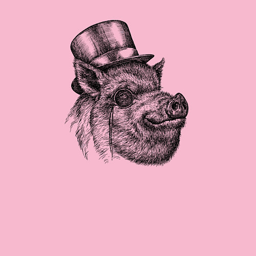 Мужской свитшот Свинья буржуй / Светло-розовый – фото 3