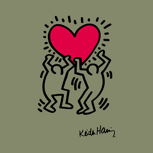 Мужской свитшот Человечки с сердцем - поп арт Кит Харинг / Авокадо – фото 3