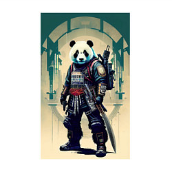 Свитшот хлопковый мужской Панда - самурай - киберпанк, цвет: белый — фото 2