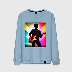 Свитшот хлопковый мужской Гитарист силуэт, цвет: мягкое небо