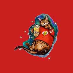 Свитшот хлопковый мужской Ленивый бенгальский кот с попкорном, цвет: красный — фото 2