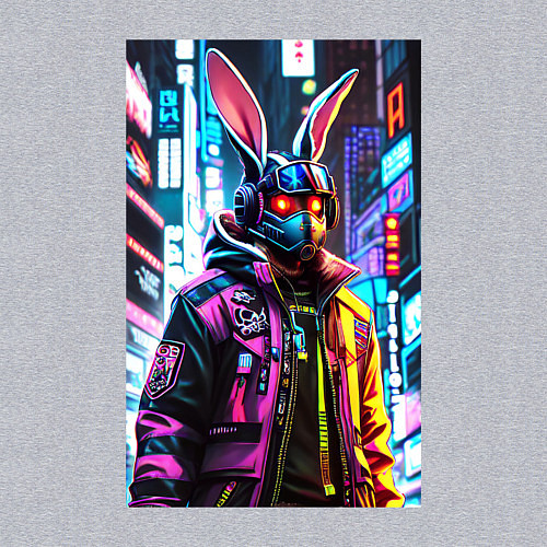 Мужской свитшот Cool hare - cyberpunk - metropolis / Меланж – фото 3