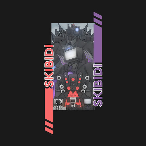 Мужской свитшот Skibidi Toilet Camera Speaker Tv Titans / Черный – фото 3