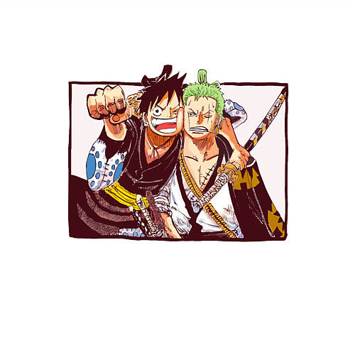 Мужской свитшот Луффи и Ророноа Зоро - Ван пис / Белый – фото 3