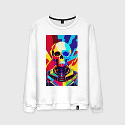 Свитшот хлопковый мужской Pop art skull, цвет: белый