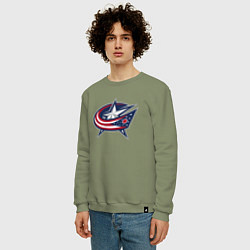 Свитшот хлопковый мужской Columbus blue jackets - hockey team - emblem, цвет: авокадо — фото 2