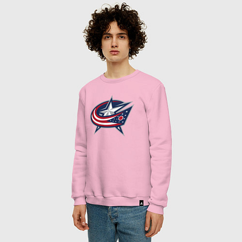 Мужской свитшот Columbus blue jackets - hockey team - emblem / Светло-розовый – фото 3