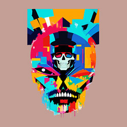 Свитшот хлопковый мужской Funny skull - pop art, цвет: пыльно-розовый — фото 2