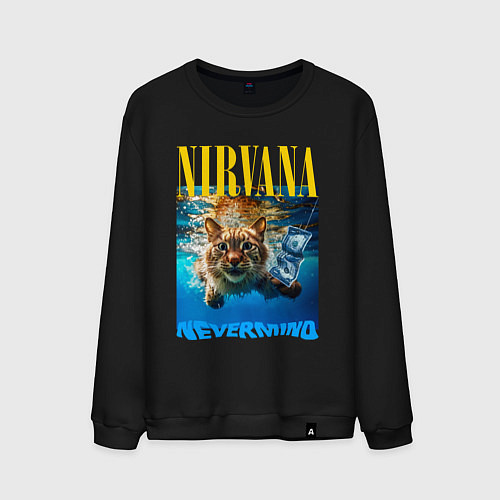 Мужской свитшот Кот Нирвана / Черный – фото 1