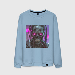Свитшот хлопковый мужской Зомби скелет в стиле киберпанк, цвет: мягкое небо