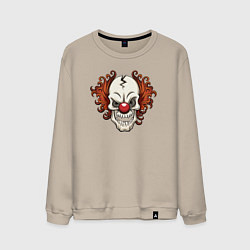 Свитшот хлопковый мужской Clown skull, цвет: миндальный